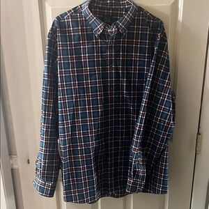 Jos. A. Bank Navy and Red Plaid Button Down Shirt